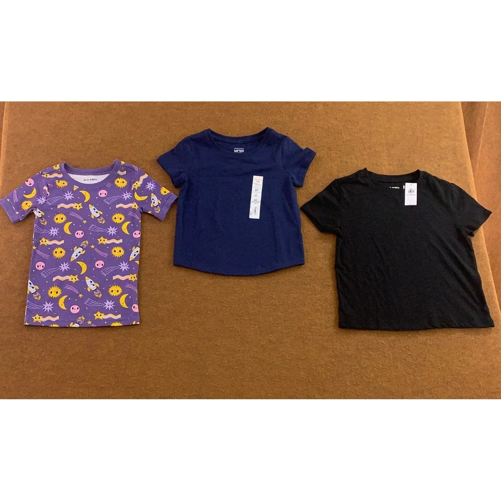 Old Navy Jumping Beans Toddler 5T Multi Color Space Solid 3pk T-Shirt Bundle NWT